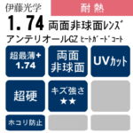熱に強い1.74両面非球面 超硬コート アンテリオールGZ ﾋｰﾄｶﾞｰﾄﾞ