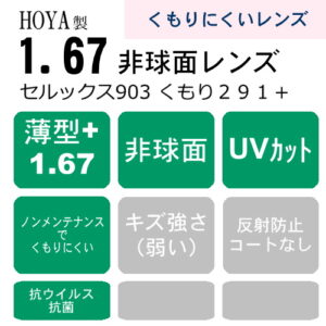 HOYA KUMORI291＋ selux903 1.67AS